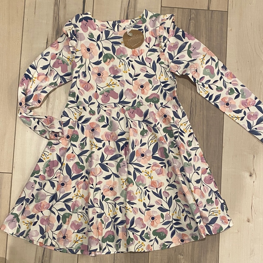 Polarn O. Pyret Pink and Purple Floral Kids Dress